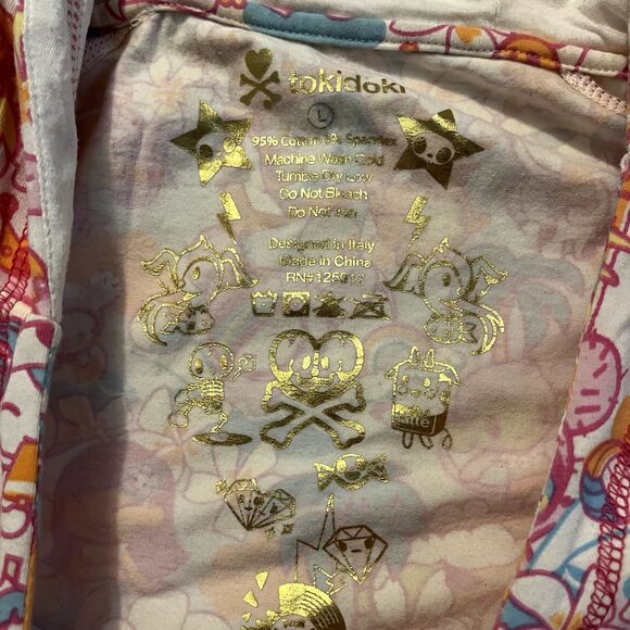 tokidoki Paradise Beach Hoodie Women’s Large Full Zip Short Sleeve Rare Graphic - Picture 8 of 16